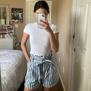 High Waisted Pin Stripe Shorts